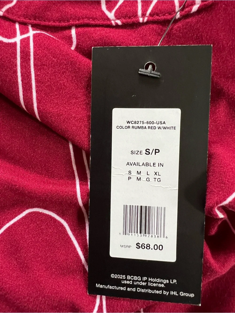 BCBG Burgundy Floral-Outline Short-Sleeve Pajama Set